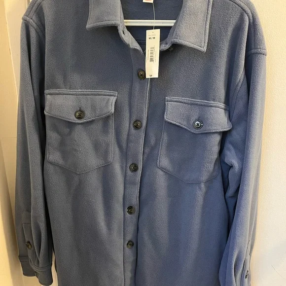 Blue Button-Up Fleece Jacket - Picture 4 of 6